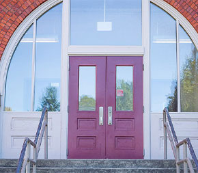 front door to elementary school building