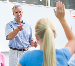 middle school teacher calls on student in class