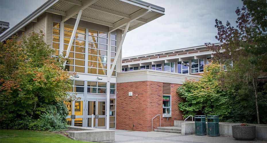 entrance to high school building