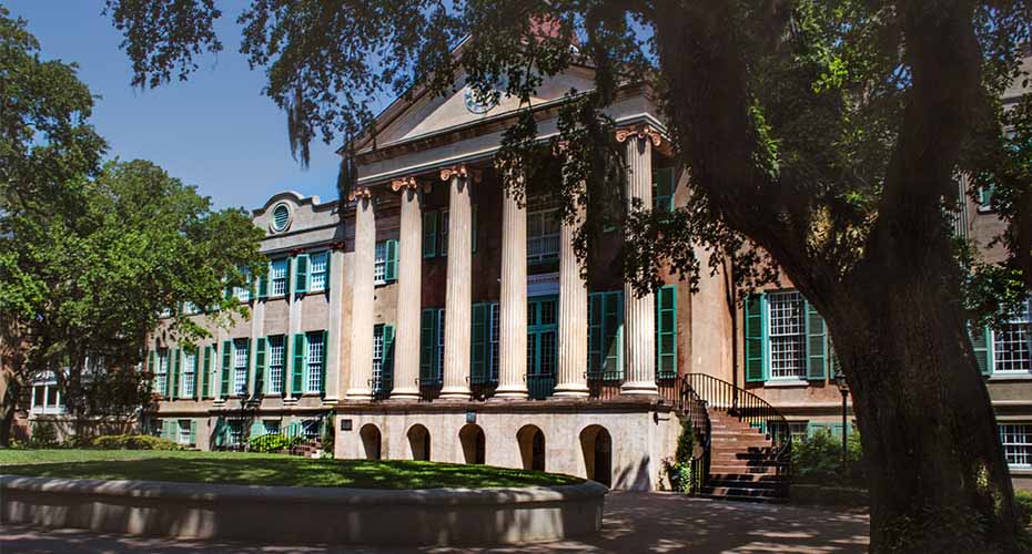 outside view of college campus building